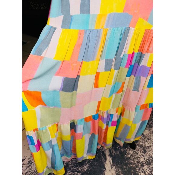 Charlie B Printed Tiered Maxi Patchwork Mosaic Multicolor Resort Travel Summer - Picture 9 of 9